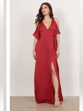 Red Maxi Wrap Maxi Dress